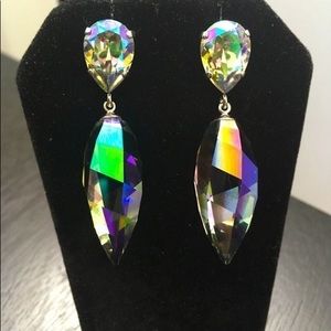 Mystic Color Coated Facetted Glass Pierced Custom Earring Briolette Drops